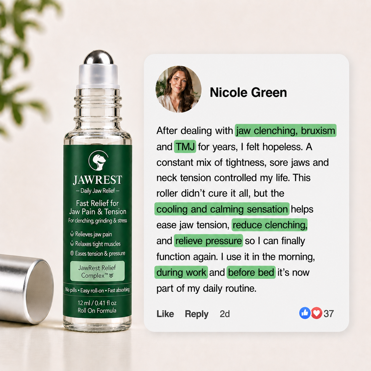 The Fast-Relief Roll-On For Jaw Clenching & Facial Pressure